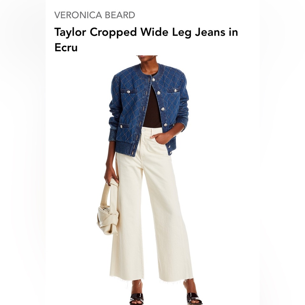 NWT Veronica Beard Taylor cropped high rise wide leg jeans